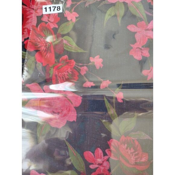 Jolie & Joy Top Womens Size Medium Square Elastic Neck Black Floral Long Sleeve - Picture 7 of 7